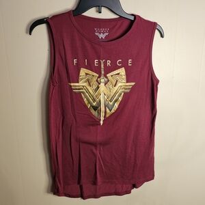Wonder Woman DC Comics Fierce Burgandy Tank Top